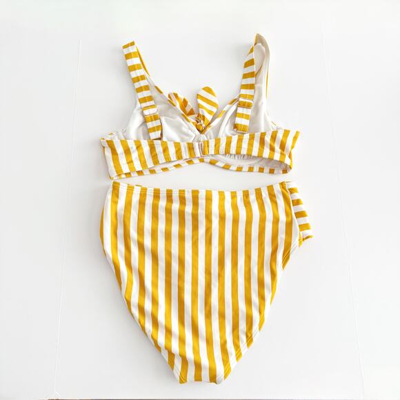 [Gabifresh x Swimsuits For All] Striped Yellow High Waisted Bikini Size 10 D/DD - Picture 3 of 10